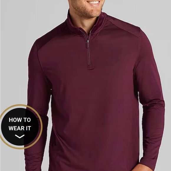 Jos. A. Bank Other - 🎭 3/$20 JOS. A. Bank Traveler Quarter Zip Pullover (Ron) Burgundy L NWOT